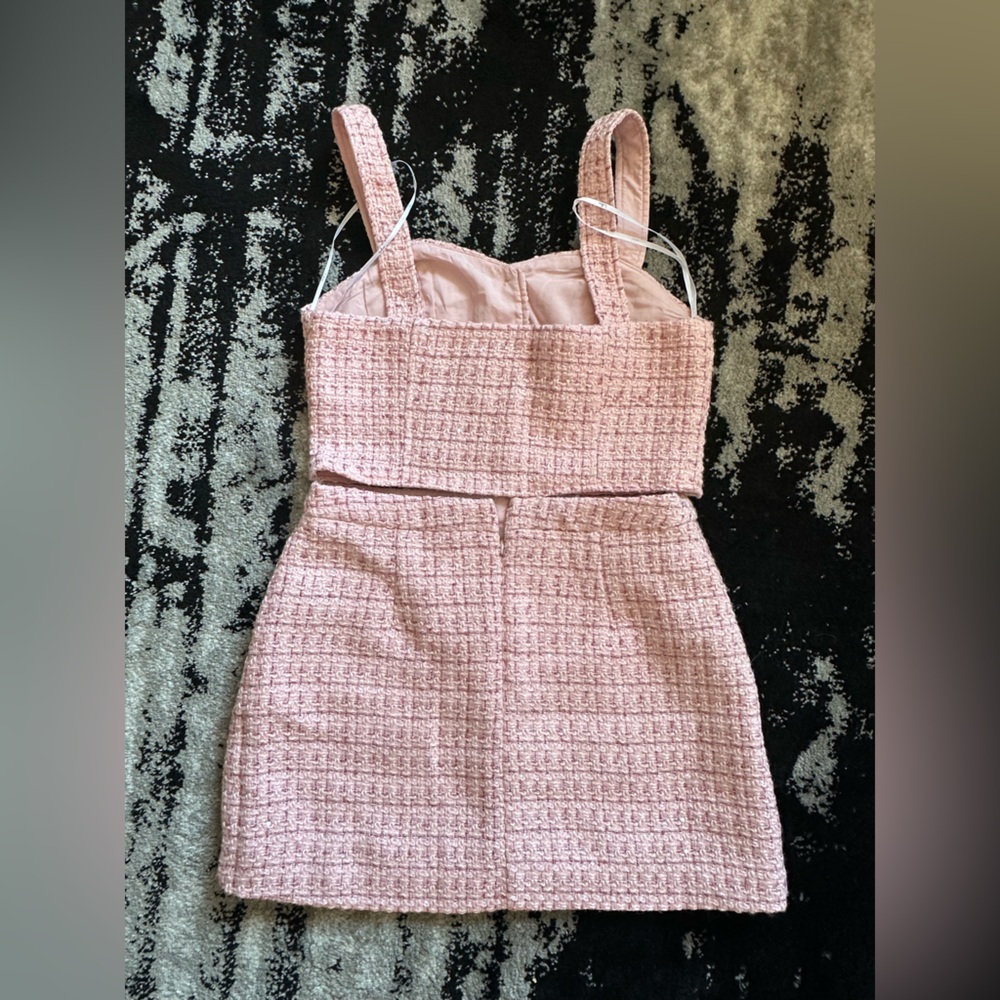 Lulus Pink Tweed skirt set size Large - Picture 3 of 3